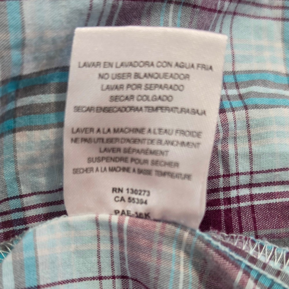 Wrangler As Real As Womens Plaid Western Snap Shirt Purple Teal SZ SM - Picture 8 of 8